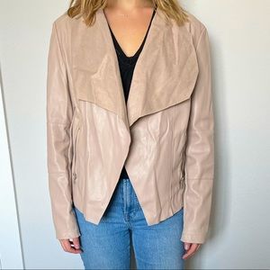 pleather jacket! pinky biege, super cute with colorful scarf!